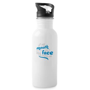 my face definitely will - Trinkflasche mit integriertem Trinkhalm - Weiß - Rechts