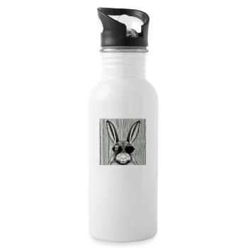 Hase Haustier Tier cool Sonnenbrillen Hasen Design - Trinkflasche mit integriertem Trinkhalm - Weiß - Rechts