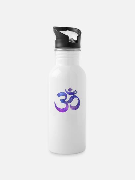 OM - Trinkflasche mit integriertem Trinkhalm - Weiß