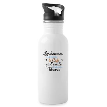 les hommes c'est comme le café...ça t’excite…. - Gourde avec paille intégrée - blanc - Droite
