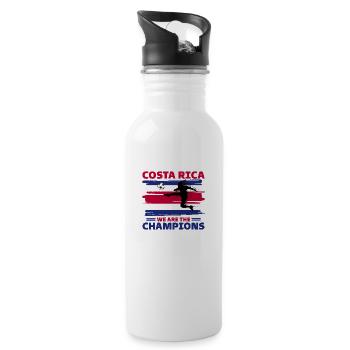 Costa Rica Fußball 2022 Unterstützung Costa Rica - Trinkflasche mit integriertem Trinkhalm - Weiß - Rechts