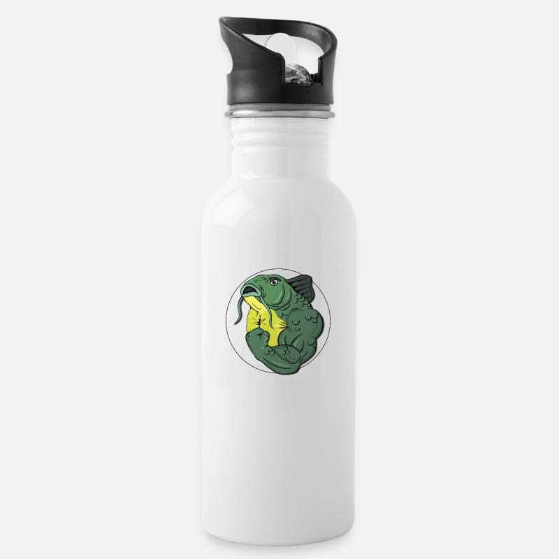 BadassFishing_white - Water bottle with straw - white