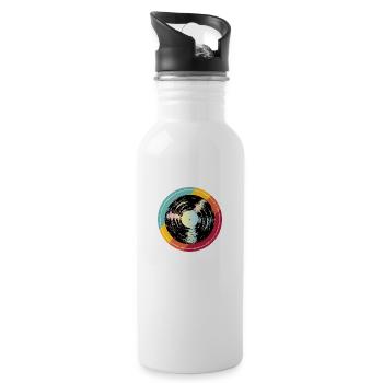 Musik Schallplatte Retro - Trinkflasche mit integriertem Trinkhalm - Weiß - Rechts