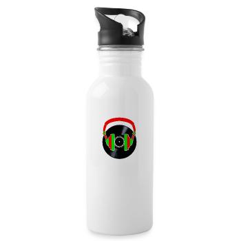 Kopfhörer auf Vinyl - Trinkflasche mit integriertem Trinkhalm - Weiß - Rechts
