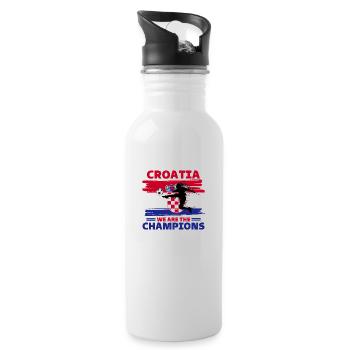 Croatia Football 2022 supporter of Croatia footbal - Water bottle with straw - white - Right