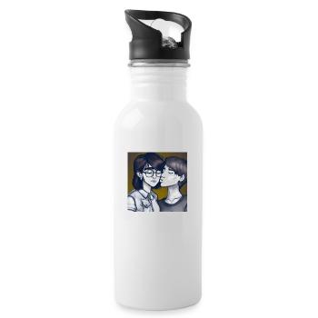 LGBT Queer kiss 🌈🌈 - Water bottle with straw - white - Right