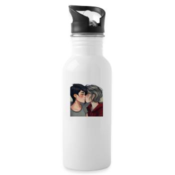 LGBT Queer kiss 🌈🌈 - Water bottle with straw - white - Right