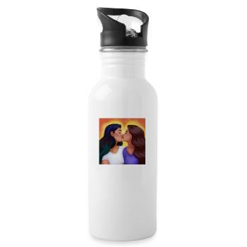 LGBT Queer kiss 🌈🌈 - Water bottle with straw - white - Right