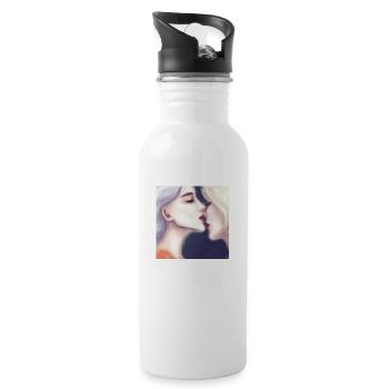 LGBT Queer kiss 🌈🌈 - Water bottle with straw - white - Right