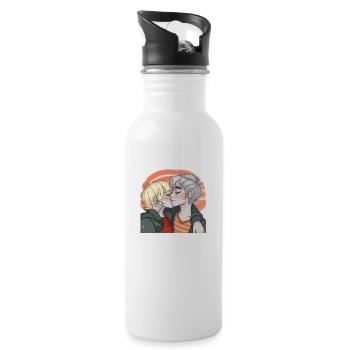LGBT Queer kiss 🌈🌈 - Water bottle with straw - white - Right
