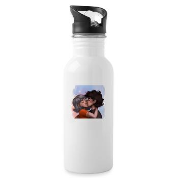 LGBT Queer kiss 🌈🌈 - Water bottle with straw - white - Right