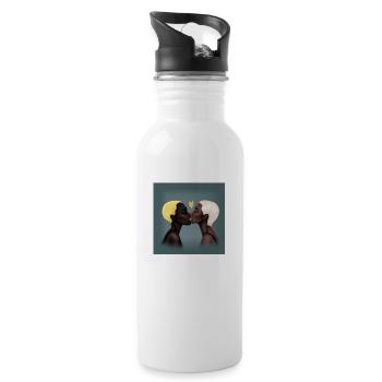 LGBT Queer Kuss 🌈🌈 - Trinkflasche mit integriertem Trinkhalm - Weiß - Rechts