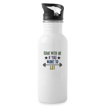 Come With Me If You Want To Lift - Water bottle with straw - white - Right