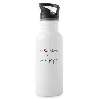 Petit chat à son papa - Gourde avec paille intégrée - blanc - Droite