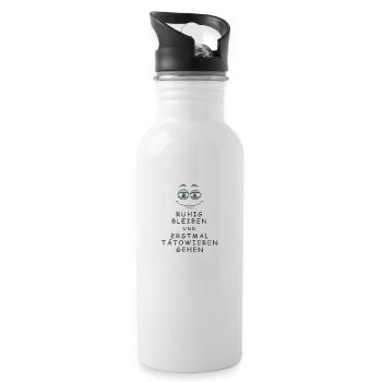 Tätowieren gehen - Trinkflasche mit integriertem Trinkhalm - Weiß - Rechts
