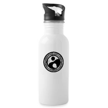 Yin Yang Sign Symbol Peace Happy 11 - Water bottle with straw - white - Right