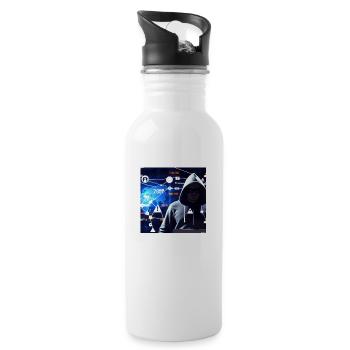 cyber attack - Trinkflasche mit integriertem Trinkhalm - Weiß - Rechts