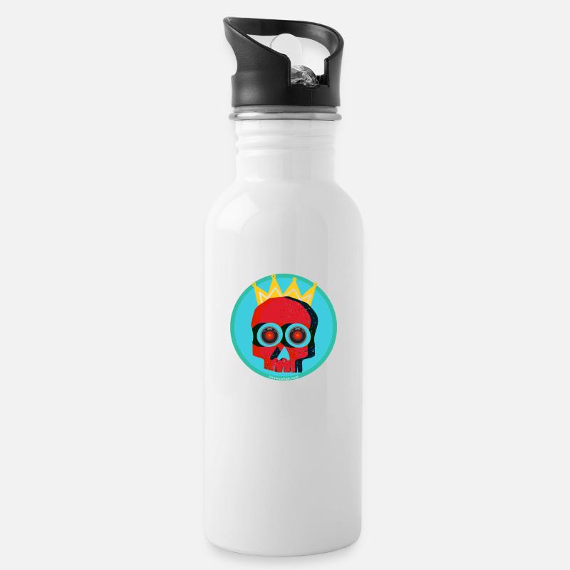 Skull - Water bottle with straw - white