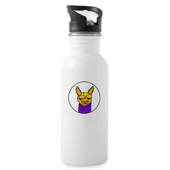 Lama, yellow blue - Trinkflasche mit integriertem Trinkhalm - Weiß - Rechts