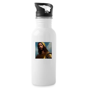 Jesus Christ, King of kings. Digital painting - Water bottle with straw - white - Right