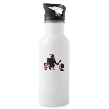 Krampus bestraft Kinder - Trinkflasche mit integriertem Trinkhalm - Weiß - Rechts