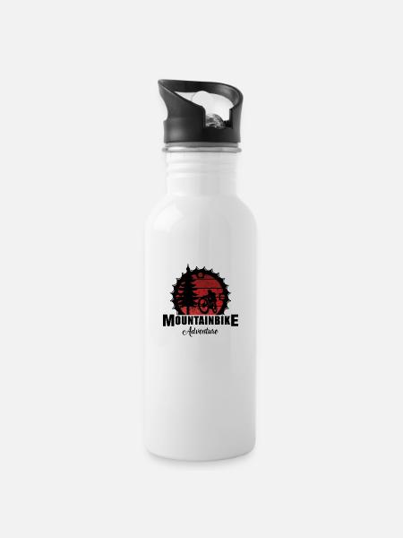 Mountain Bike - Water bottle with straw - white