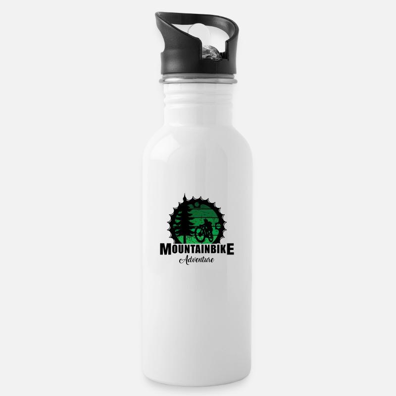 Mountain Bike - Trinkflasche mit integriertem Trinkhalm - Weiß