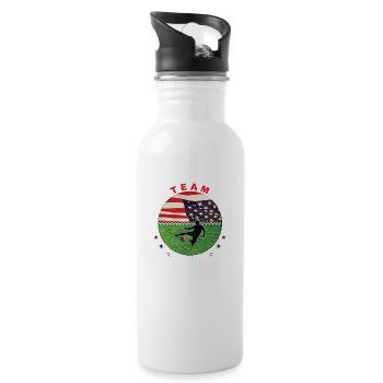 Fussball Soccer Team USA Amerika - Trinkflasche mit integriertem Trinkhalm - Weiß - Rechts