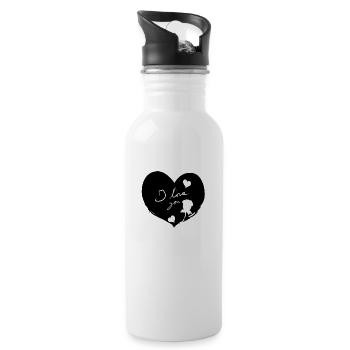Coeur je t’aime fleurs Symbole de la Saint-Valentin - Gourde avec paille intégrée - blanc - Droite