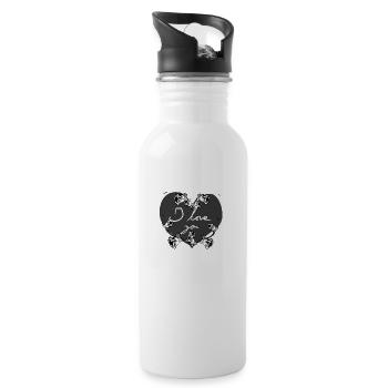 graues herz ich liebe dich blumen valentinstag sym - Trinkflasche mit integriertem Trinkhalm - Weiß - Rechts