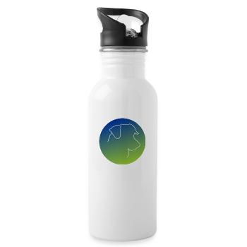 Jack Russel Terrier günblau - Trinkflasche mit integriertem Trinkhalm - Weiß - Rechts
