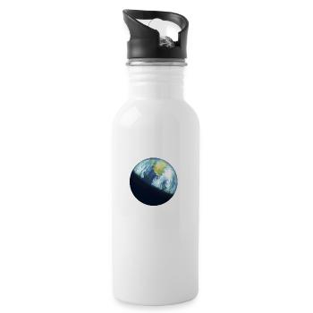 Planet Erde - Trinkflasche mit integriertem Trinkhalm - Weiß - Rechts
