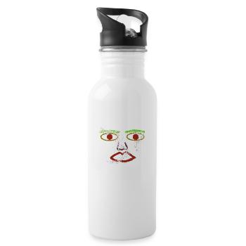 Kunstblumen und Frauen - Trinkflasche mit integriertem Trinkhalm - Weiß - Rechts