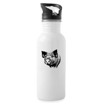 pig sweet pigs pigs animal animals 9 - Water bottle with straw - white - Right