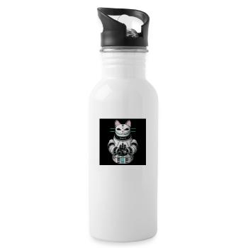 Cyborg Cat - Trinkflasche mit integriertem Trinkhalm - Weiß - Rechts