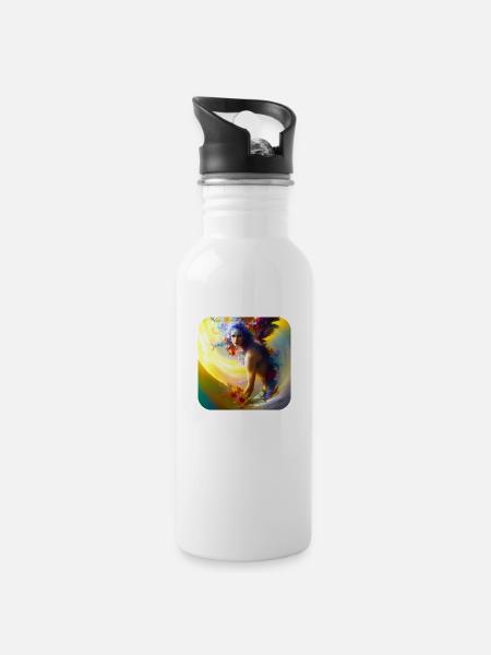 Surfing Haven - Trinkflasche mit integriertem Trinkhalm - Weiß