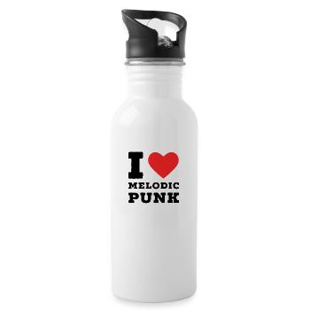 Ich liebe melodischen Punk - Trinkflasche mit integriertem Trinkhalm - Weiß - Rechts