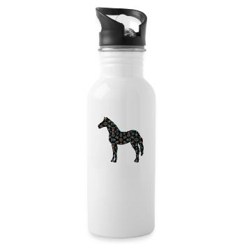 Pferd - Trinkflasche mit integriertem Trinkhalm - Weiß - Rechts