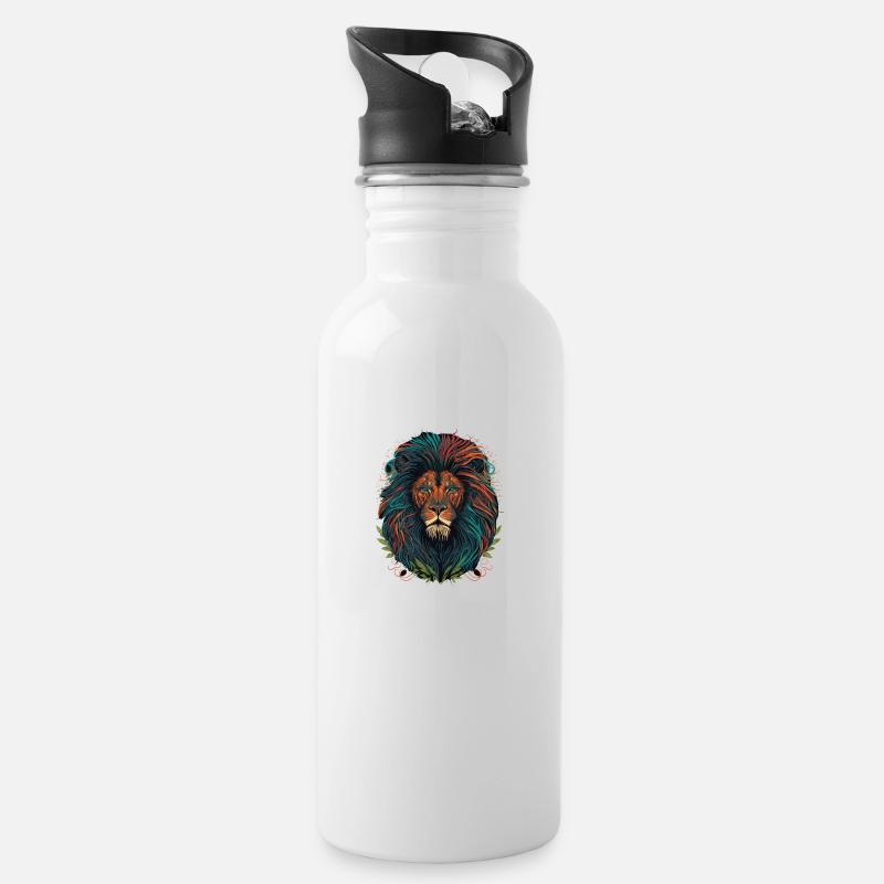Löwenmähne - Trinkflasche mit integriertem Trinkhalm - Weiß