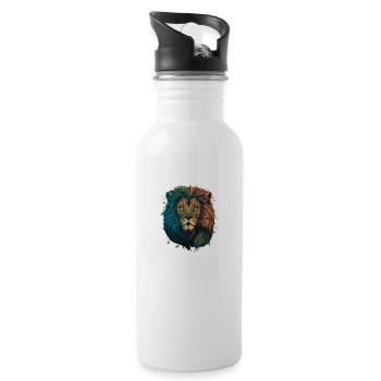 Lion in the Jungle - Water bottle with straw - white - Right