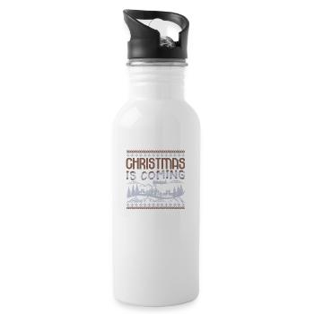 Christmas is Coming - Water bottle with straw - white - Right