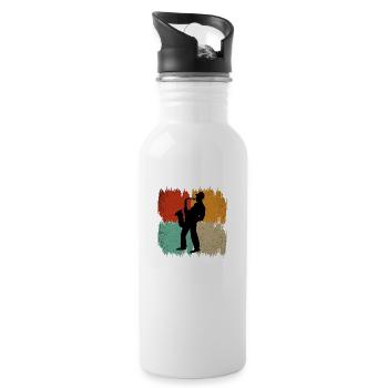 Retro-Saxophon - Trinkflasche mit integriertem Trinkhalm - Weiß - Rechts