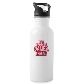 son brother gamer legend - Trinkflasche mit integriertem Trinkhalm - Weiß - Rechts
