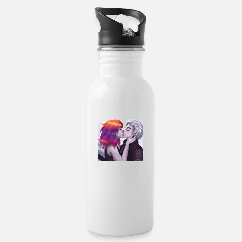 LGBT Queer Kuss 🌈🌈 - Trinkflasche mit integriertem Trinkhalm - Weiß