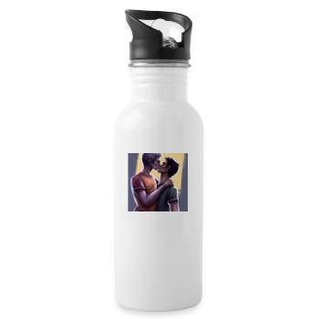 LGBT Queer Kuss 🌈🌈 - Trinkflasche mit integriertem Trinkhalm - Weiß - Rechts