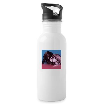 LGBT Queer kiss 🌈🌈 - Water bottle with straw - white - Right