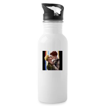 LGBT Queer kiss 🌈🌈 - Water bottle with straw - white - Right