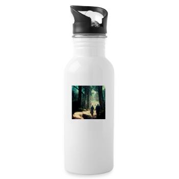 Altes Ehepaar Hand in Hand - Trinkflasche mit integriertem Trinkhalm - Weiß - Rechts