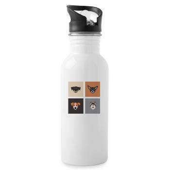 Dog Hund - Water bottle with straw - white - Right