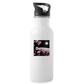 Cherry Tree on the Moon - Trinkflasche mit integriertem Trinkhalm - Weiß - Rechts